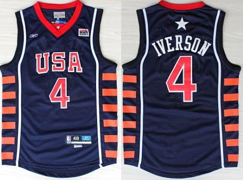USA Dream 6 #4 Allen Iverson Blue Swingman Basketball Jersey