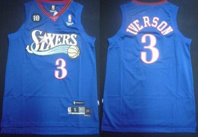 Philadelphia 76ers 3 Allen Iverson Blue 10th Soul Swingman Jersey