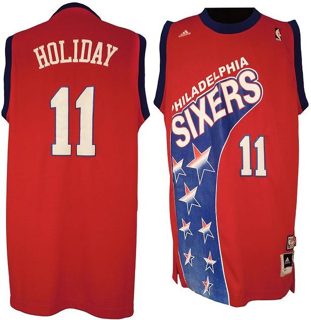 Philadelphia 76ers 11 Jrue Holiday ABA Hardwood Classic Revolution 30 Swingman Red NBA Jerseys