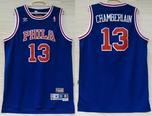 Philadelphia 76ers #13 Wilt Chamberlain Blue Throwback NBA Jersey