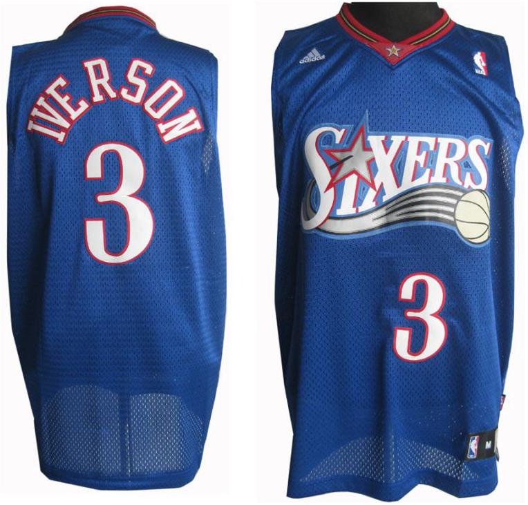 Philadelphia 76ers 3 Allen Iverson Soul Swingman Blue Jersey