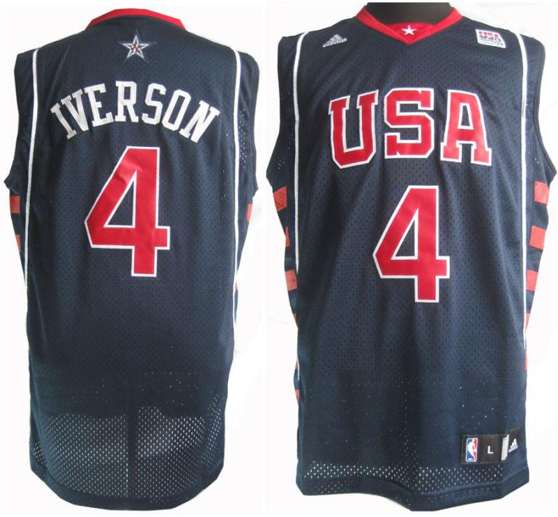 USA ??Dream 6??4 Allen Iverson Blue Swingman Jersey