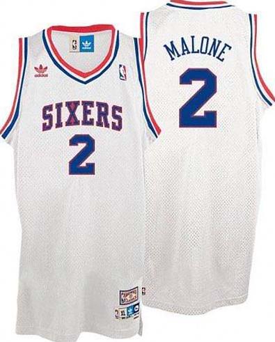 Philadelphia 76ers 2 Moses Malone White Jersey