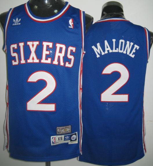 Philadelphia 76ers 2 Moses Malone Blue Jersey