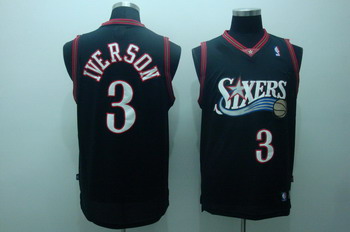 Philadelphia 76ers 3 A.Iverson Black Jerseys Cheap