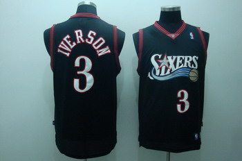 Philadelphia 76ers 3 A.Iverson Black Jerseys