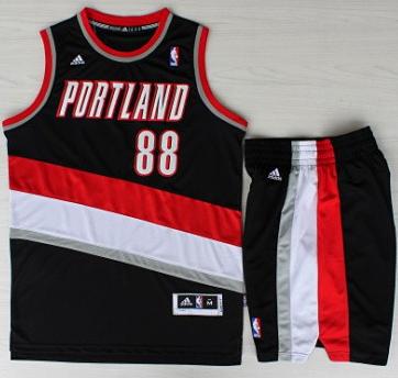 Portland Trail Blazers 88 Nicolas Batum Black Revolution 30 Swingman NBA Jersey Short Suits Cheap