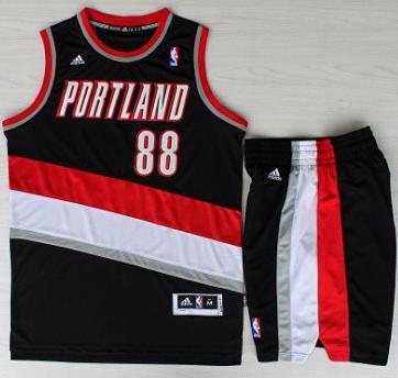 Portland Trail Blazers 88 Nicolas Batum Black Revolution 30 Swingman NBA Jersey Short Suits