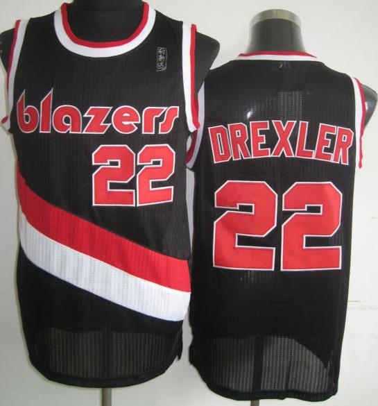 Portland Trail Blazers 22 Clyde Drexler Black Hardwood Classics Revolution 30 NBA Jerseys