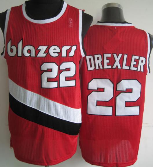Portland Trail Blazers 22 Clyde Drexler Red Hardwood Classics Revolution 30 NBA Jerseys