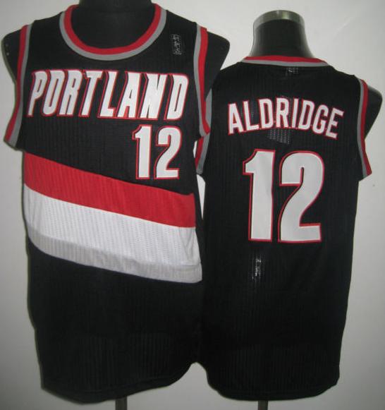 Portland Trail Blazers 12 LaMarcus Aldridge Black Revolution 30 NBA Basketball Jerseys