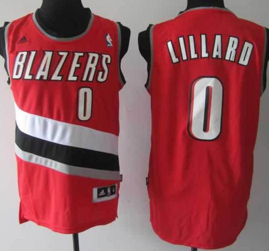 Portland Trail Blazers 0 Damian Lillard Red Revolution 30 Swingman NBA Jersey
