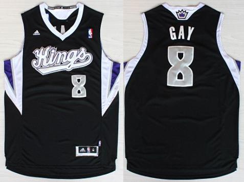 Sacramento Kings 8 Rudy Gay Black Revolution 30 Swingman NBA Jerseys Cheap