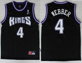 Sacramento Kings 4 Chris Webber Black NBA Jerseys