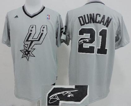 San Antonio Spurs 21 Tim Duncan Grey Revolution 30 Swingman NBA Jersey 2013 Christmas Style Signed