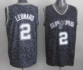 San Antonio Spurs 2 Kawhi Leonard Black Leopard Grain NBA Jersey