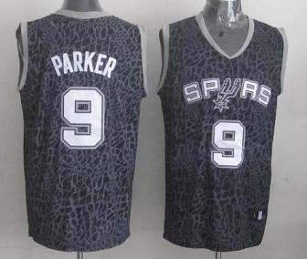 San Antonio Spurs 9 Tony Parker Black Leopard Grain NBA Jersey Cheap