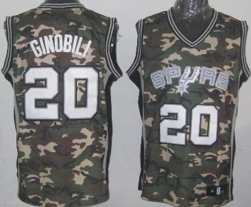 San Antonio Spurs 20 Manu Ginobili Camo Revolution 30 Swingman NBA Jerseys