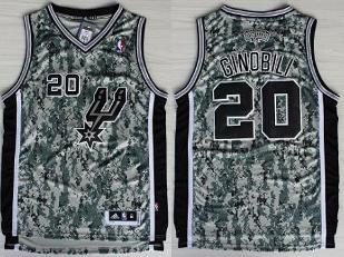 San Antonio Spurs 20 Manu Ginobili Camo Revolution 30 Swingman NBA Jerseys