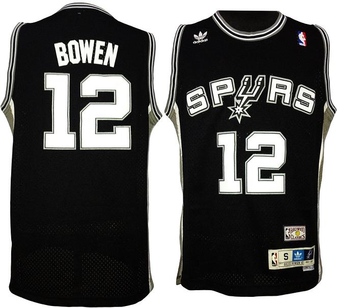 San Antonio Spurs 12 Bruce Bowen Black Hardwood Classics NBA Jerseys Cheap