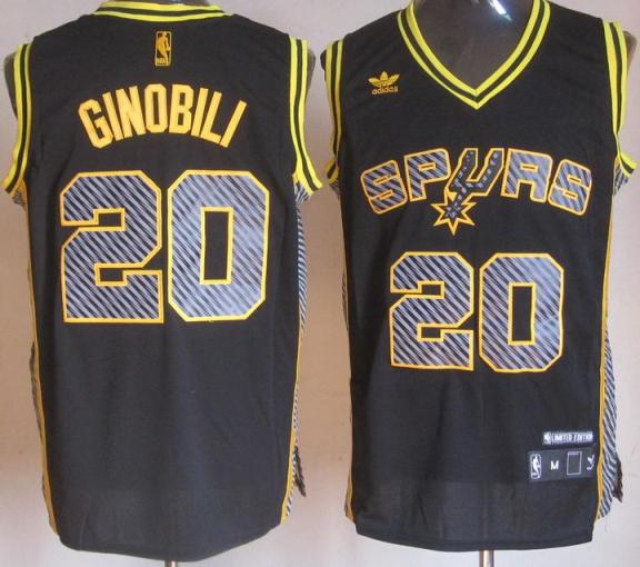 San Antonio Spurs 20 Manu Ginobili Black Electricity Fashion Revolution 30 Swingman NBA Jerseys