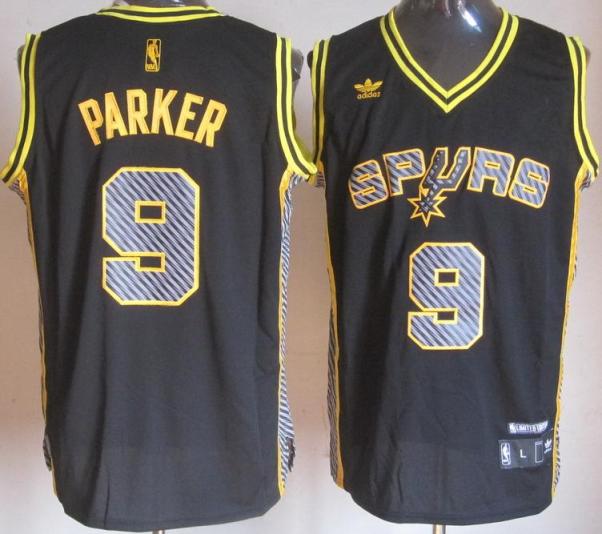 San Antonio Spurs 9 Tony Parker Black Electricity Fashion Revolution 30 Swingman NBA Jerseys