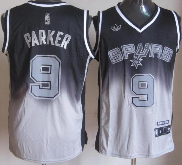 San Antonio Spurs 9 Tony Parker Black Grey Revolution 30 Swingman NBA Jerseys Cheap