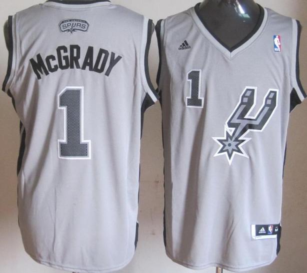 San Antonio Spurs 1 Tracy McGrady Grey Revolution 30 Swingman NBA Jerseys