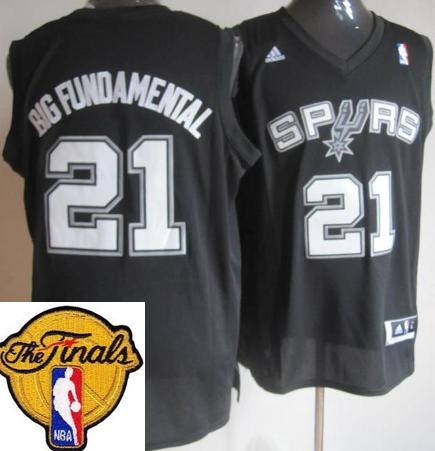 San Antonio Spurs 21 Tim Duncan Black Big Fundamental Fashion Swingman 2013 Finals Patch NBA Jerseys Cheap