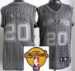 San Antonio Spurs 20 Manu Ginobili Grey Static Fashion Swingman 2013 Finals Patch NBA Jersey Cheap