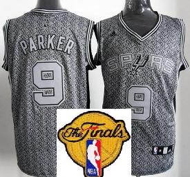 San Antonio Spurs 9 Tony Parker Grey Static Fashion Swingman 2013 Finals Patch NBA Jersey Cheap