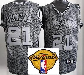 San Antonio Spurs 21 Tim Duncan Grey Static Fashion Swingman 2013 Finals Patch NBA Jersey Cheap