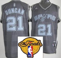 San Antonio Spurs 21 Tim Duncan Grey Rhythm Fashion Swingman 2013 Finals Patch NBA Jersey Cheap