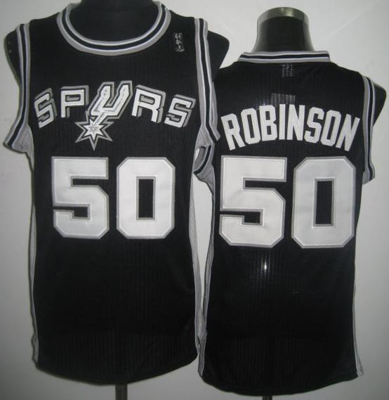 San Antonio Spurs #50 David Robinson Black Throwback Revolution 30 NBA Basketball Jerseys