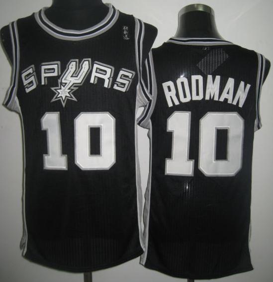 San Antonio Spurs #10 Dennis Rodman Black Throwback Revolution 30 NBA Basketball Jerseys Cheap
