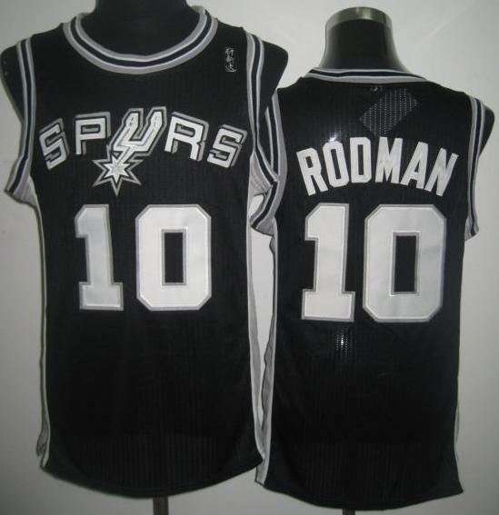 San Antonio Spurs #10 Dennis Rodman Black Throwback Revolution 30 NBA Basketball Jerseys
