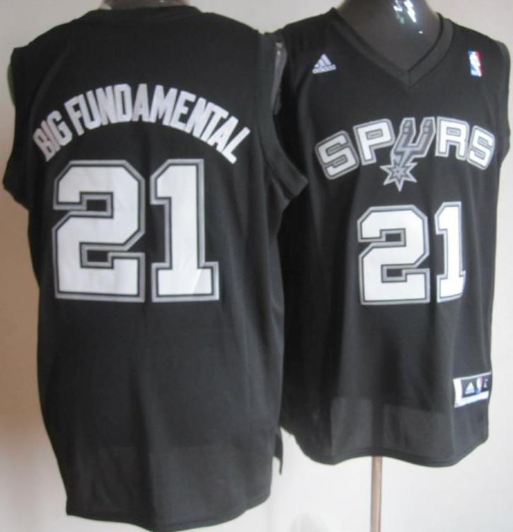 San Antonio Spurs 21 Tim Duncan Black Big Fundamental Fashion Swingman NBA Jerseys Cheap