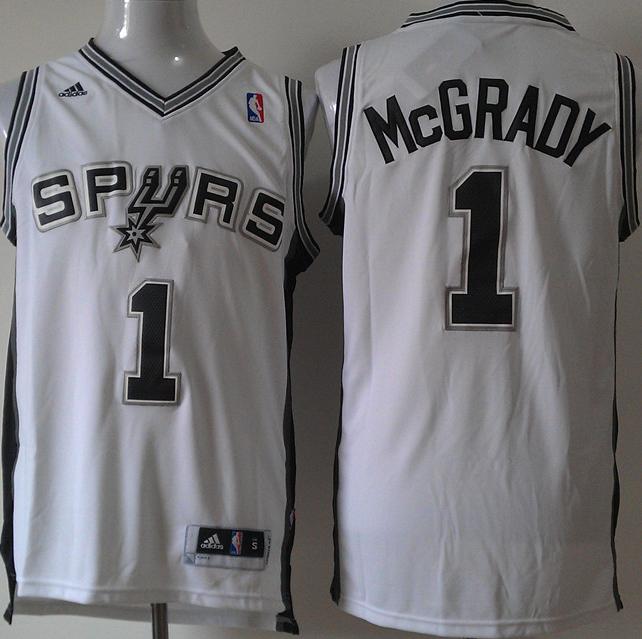San Antonio Spurs 1 Tracy McGrady White Revolution 30 Swingman NBA Jersey
