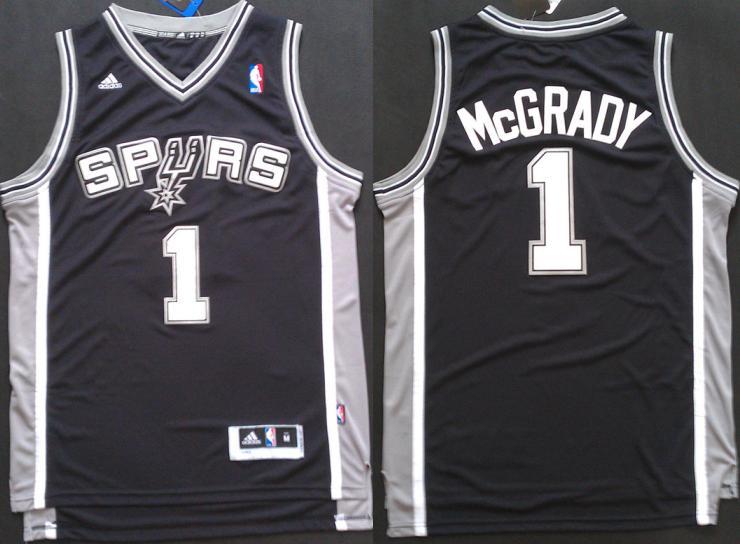 San Antonio Spurs 1 Tracy McGrady Black Revolution 30 Swingman NBA Jersey