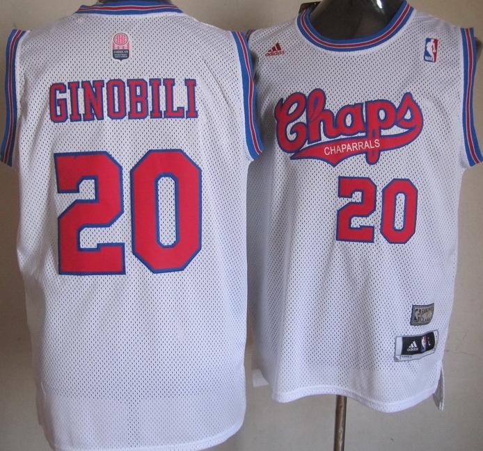 San Antonio Spurs 20 Manu Ginobili White ABA Hardwood Classic Swingman Jersey