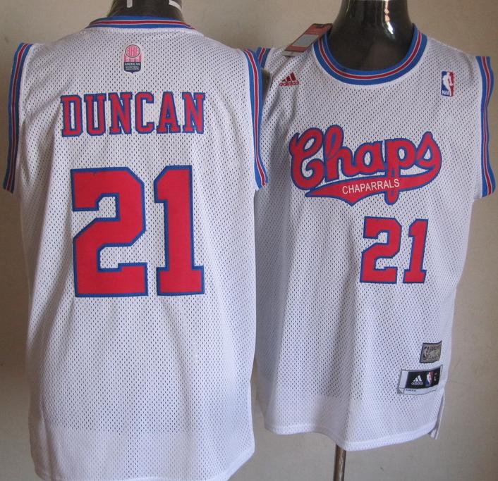 San Antonio Spurs 21 Tim Duncan White ABA Hardwood Classic Swingman Jersey