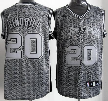 San Antonio Spurs 20 Manu Ginobili Grey Static Fashion Swingman NBA Jersey Cheap