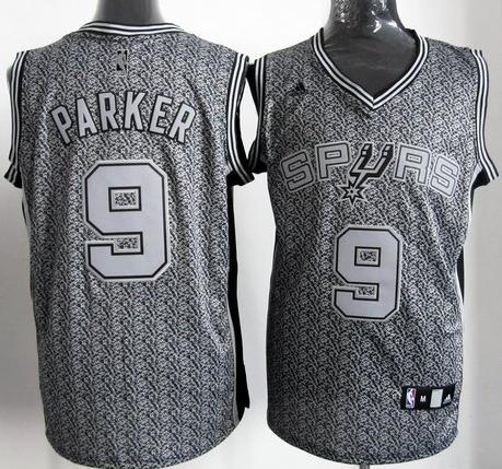 San Antonio Spurs 9# Tony Parker Grey Static Fashion Swingman NBA Jersey Cheap