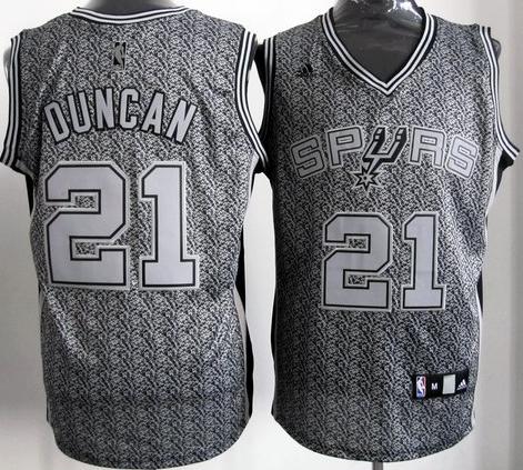 San Antonio Spurs 21 Tim Duncan Grey Static Fashion Swingman NBA Jersey Cheap