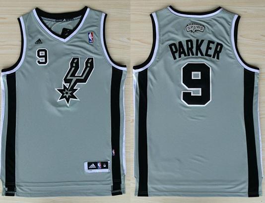 San Antonio Spurs 9# Tony Parker Grey Revolution 30 Swingman NBA Jerseys Cheap