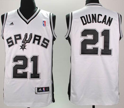 Revolution 30 San Antonio Spurs 21 Duncan White Swingman Jersey