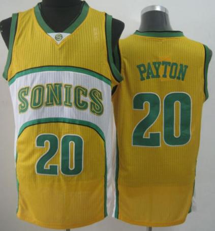 Seattle SuperSonics 20 Gary Payton Yellow Throwback Revolution 30 NBA Basketball Jerseys-2 Cheap