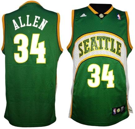 Seattle Supersonics 34# Ray Allen Soul Swingman Green Jersey Cheap