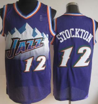 Utah Jazz 12 John Stockton Purple Mitchell and Ness Revolution 30 NBA Jerseys