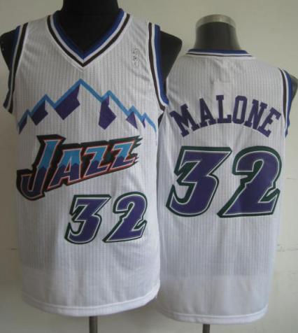 Utah Jazz 32 Karl Malone White Hardwood Classics Revolution 30 NBA Jerseys Cheap